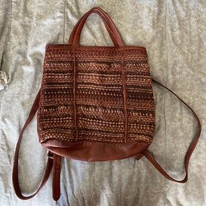 Free People Yuma Woven Leather Backpack